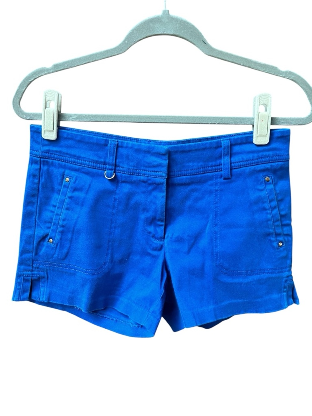 Cache Royal Blue Mid-Rise Cotton Blend Utility Shorts Size 6